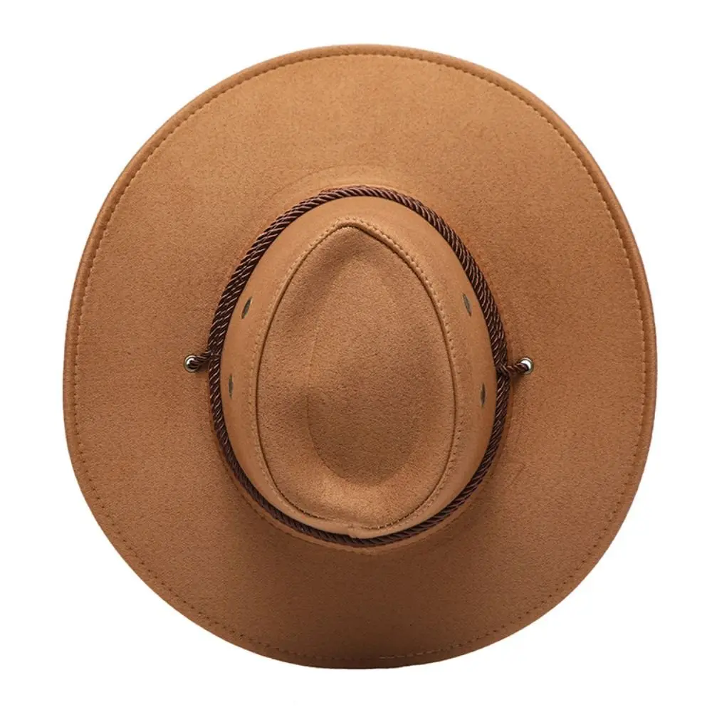 Unisex Artificial Suede Beach Cowboy Hat Solid Color Sun Protection Sun Sunscreen Cap Wide Brim Breathable Party Cosplay Hat Cap