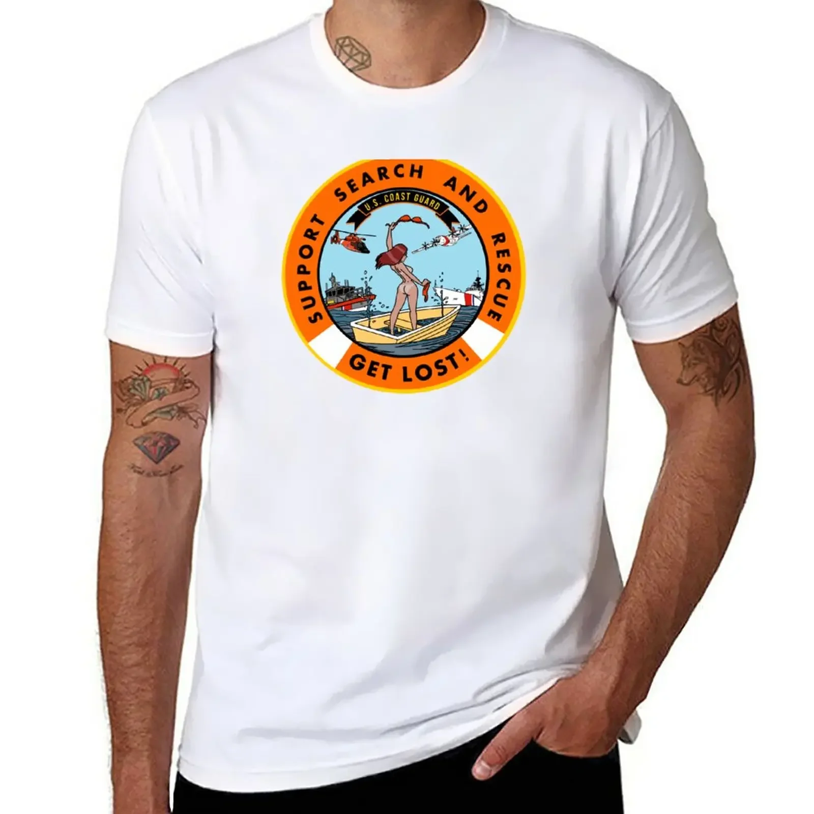USCG Support Search and Rescue – Get Lost! V2 T-Shirt Short sleeve tee graphics customs design your own plain black t shirts men