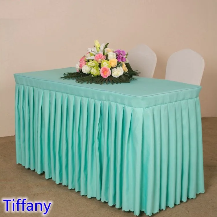Tischdecke Box Cover Ganzer Tisch Hochzeit Rechteck mit Rock Swag Rüschen Stil Party Hotel Treffen Bankett Show Dekoration – Detail 15