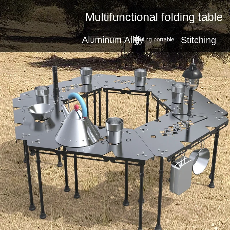 

Outdoor Portable DIY Splicing Folding Geometric Table Aluminum Alloy Camping Barbecue Mini Stackable Splicing Ladder Table