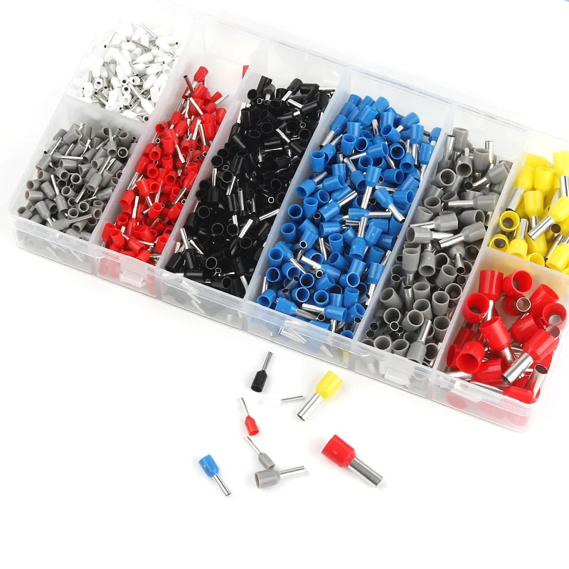 VE Tube Terminal Kits 200-1900PCS VE Tube Terminal Kits Quick Wiring Insulated Ferrule Crimp Terminals Boxed Set Wire Cable Connector A/B Type 300V