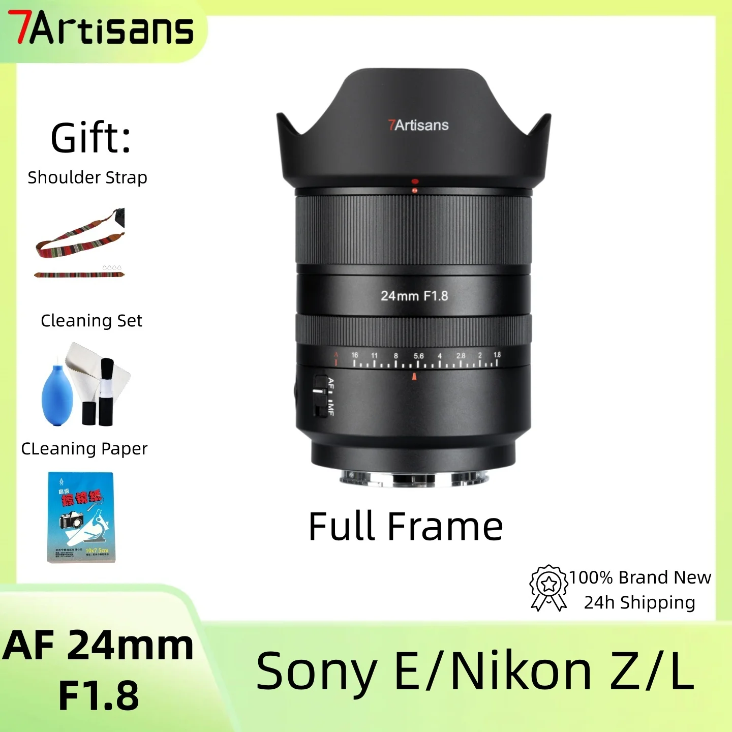 7Artisans AF 24mm F1.8 풀프레임 렌즈 STM 자동 초점 ( E/니콘 ..