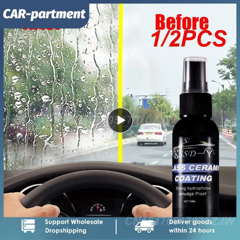 

1/2PCS All Purpose Car Glass Coating Agent Anti Rain Fog Spray Coating for Windshield Rearview Mirror Cleaner LX0E
