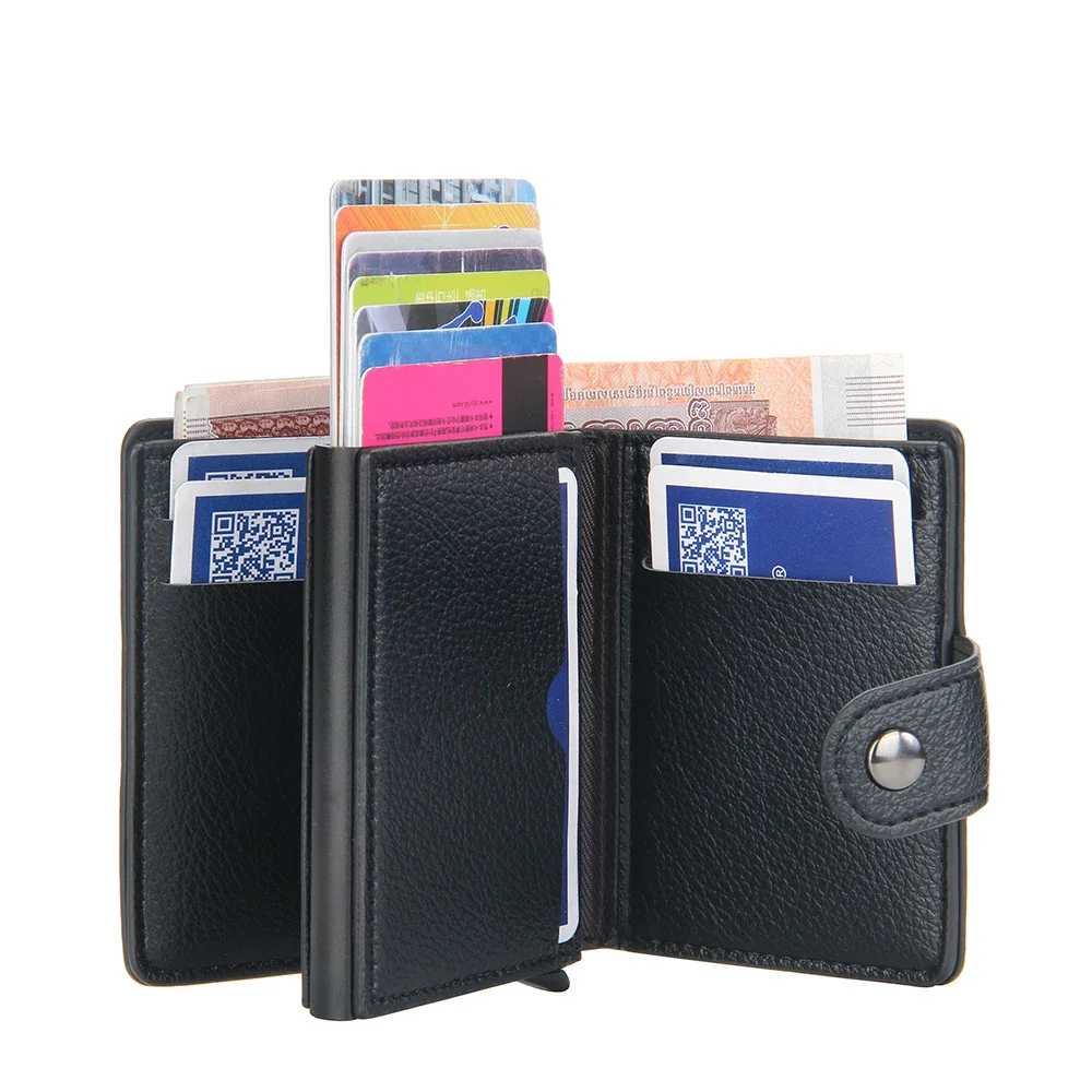 

Rfid Men Card Wallets Tri-fold Hasp Small Credit Card Holder Wallet PU Leather Slim Mini Money Wallet High Qaulity Cardholder