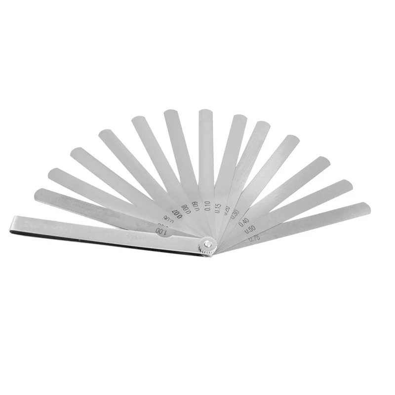 

14 Blades Feeler Gauge High Precision Metric Thickness Gauge Foldable Stainless Steel 0.05-1.0mm Metric Gap Measurements Tool