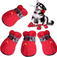 4pcs Antiskid Puppy Shoes Soft-soled Pet Dog Shoes Pet Protection Winter Autumn Waterproof Prewalkers Soft Supplies Pet Paw Care