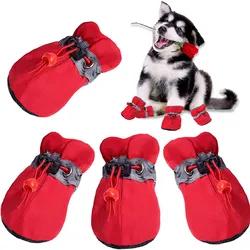 chaussure chien Chaussures antidérapantes pour chiot, à semelles souples, pour animaux de compagnie, Protection des animaux de compagnie, hiver, automne, pré marcheur, fournitures souples, soins des pattes, 4 pièces 