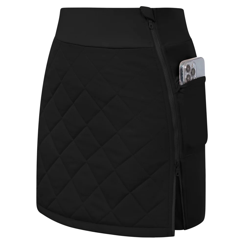 JS Women Padded Sports Skirt Warm Elastic High Waist Zip-up A-Line Skirt Stretchy Skorts Golf Skorts Skirt With Pockets A30