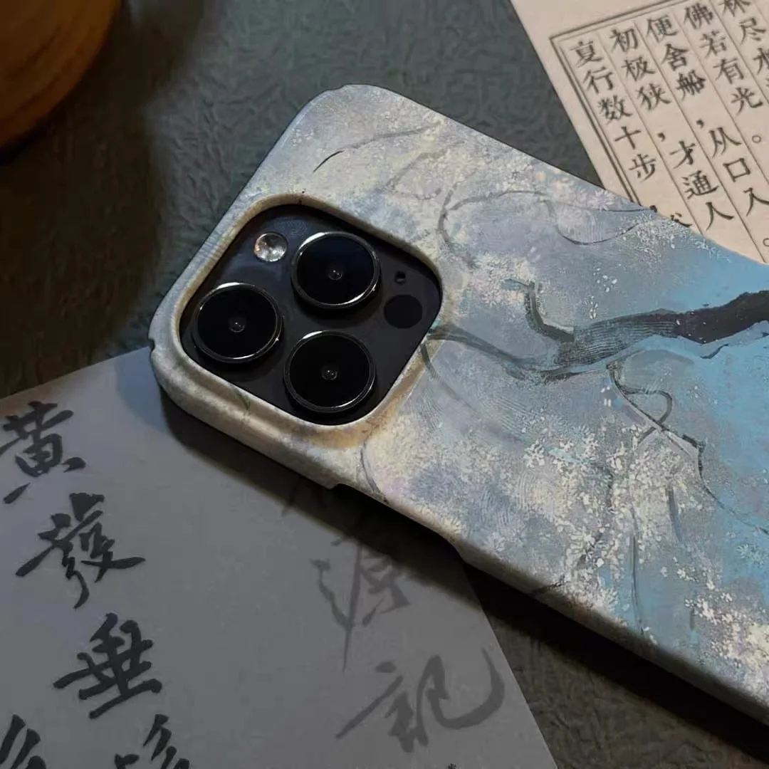 غطاء هاتف أكريليك بتصميم زهرة الشتاء الزرقاء العاك...