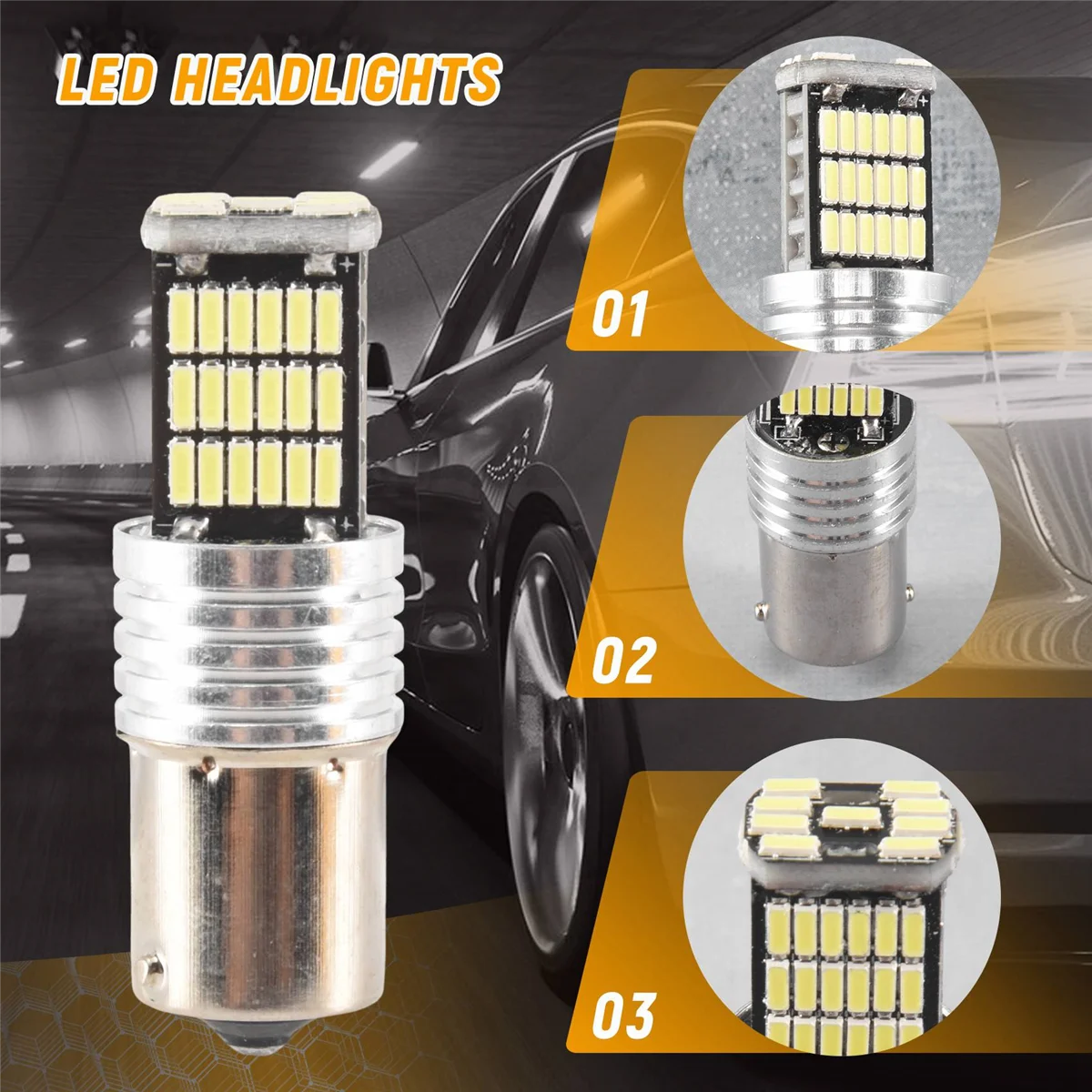 2X 1156LED Canbus 15 SMD BA15S P21W High Power White 6000K Car Brake Tail Light tail lamp socket side marker light