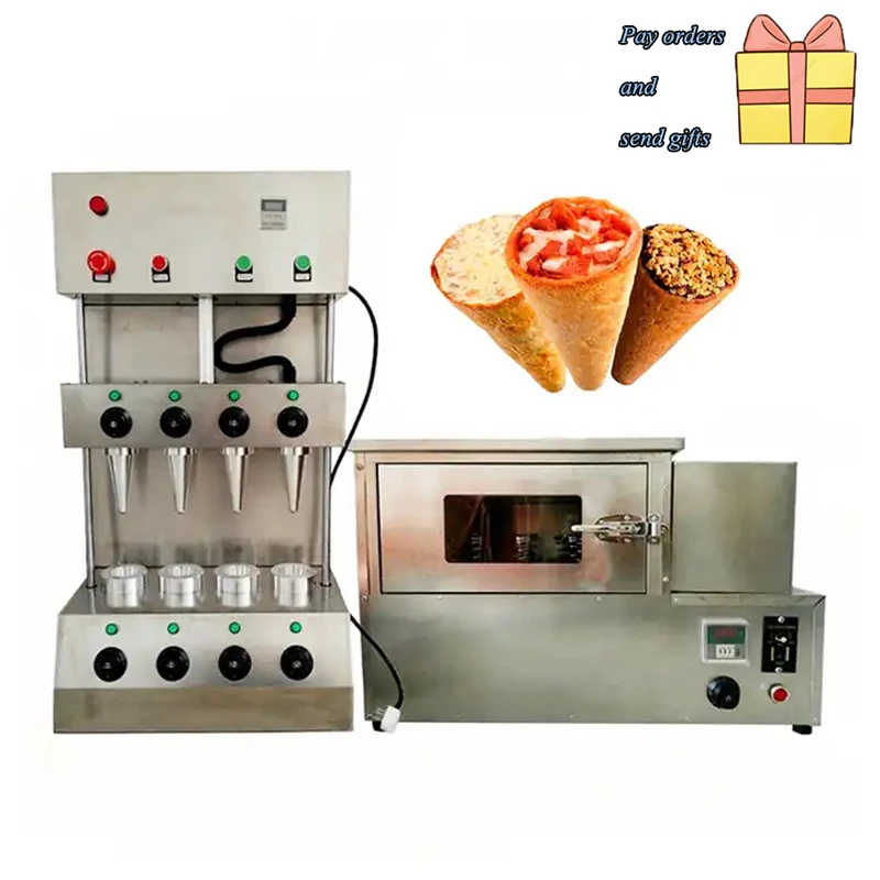 Pizza Cone Forming Machine, Commercial Rotary Oven Machine, And Glass Display Cabinet