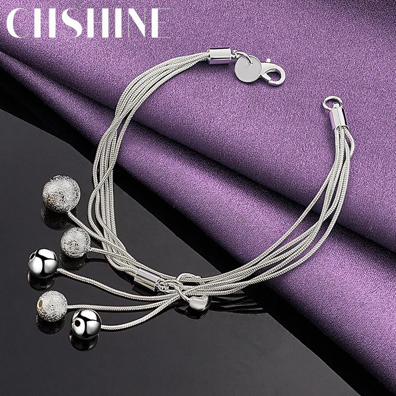 

CHSHINE 925 Sterling Silver Smooth Matte Bead Bracelet Snake Chain For Women Wedding Party Fashion Charm high quality Jewelry