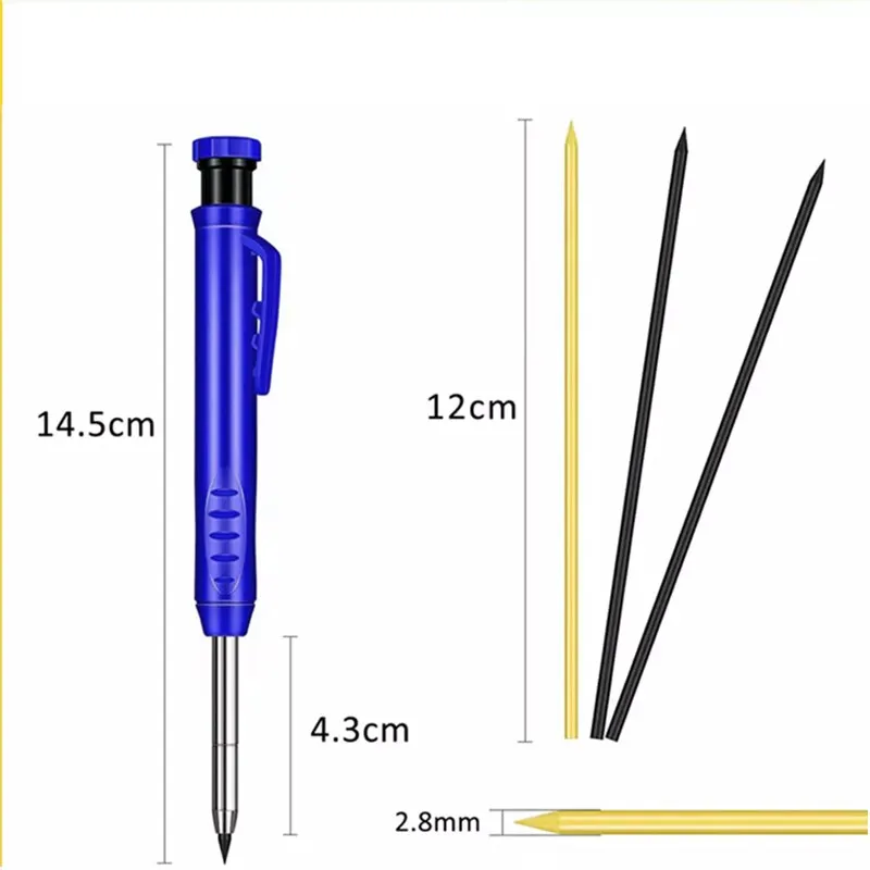 Solid Carpenter Pencil Set Woodworking Tools Mechanical Pencil 5 Colors Refill Construction Job Tools Carpentry Marking Scriber carpenter pencil