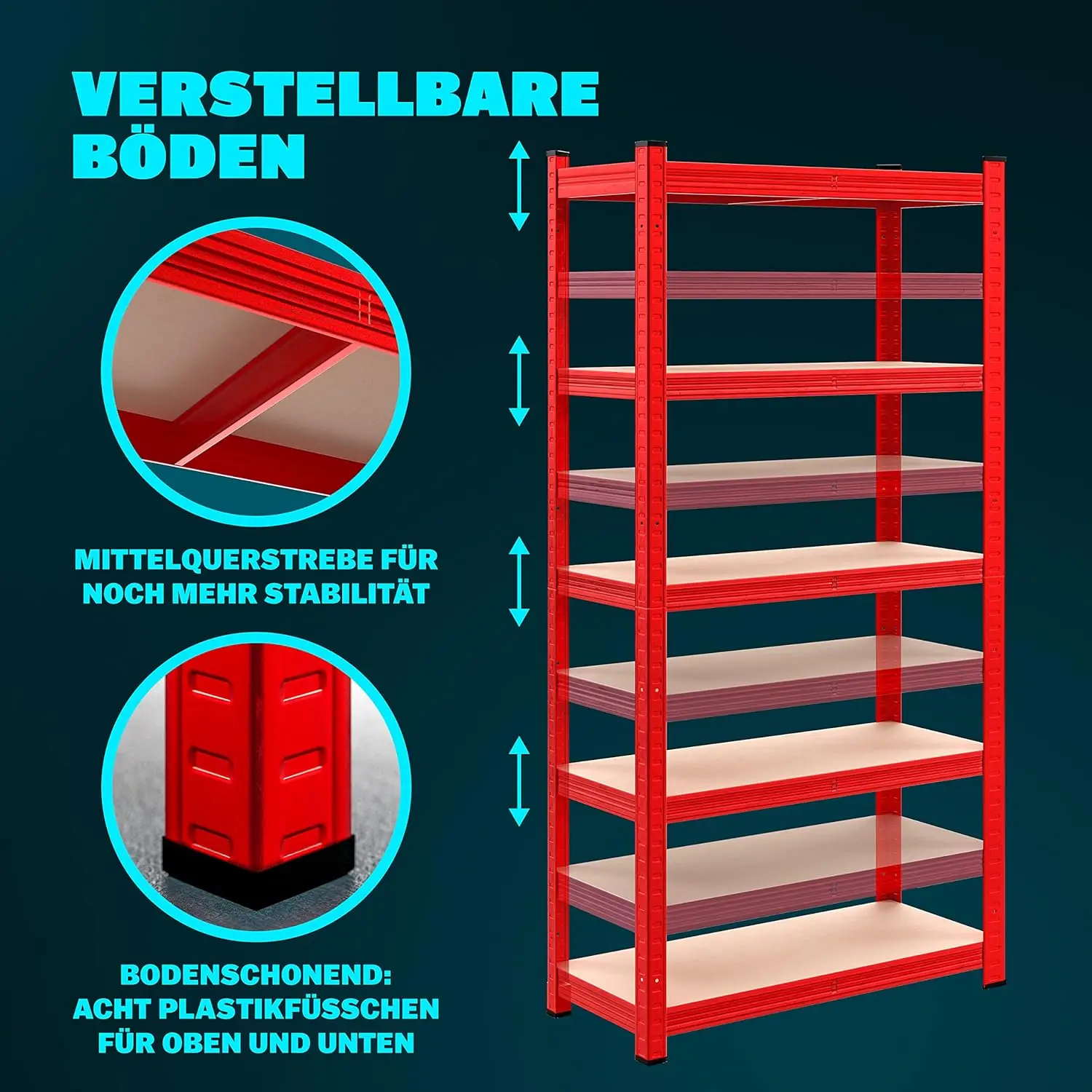 Estanter&iacute;as Almacenaje Met&aacute;licas Cargas Pesadas 1750Kg 180x90x40cm Taller Rojas 2X