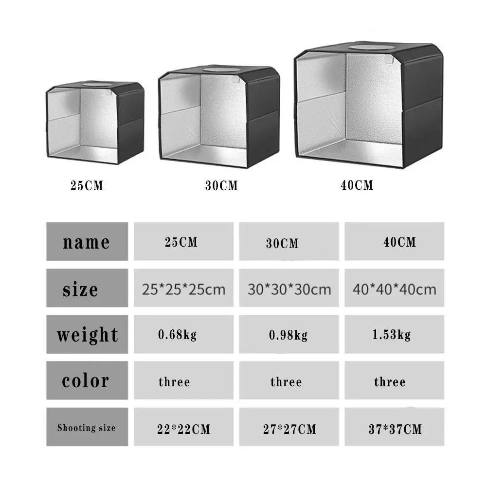 Mini Photo Studio Lightbox 3 Model LED Light Photography Softbox Folding Shooting Tent Box Kit & 6 Colors Backdrops Background