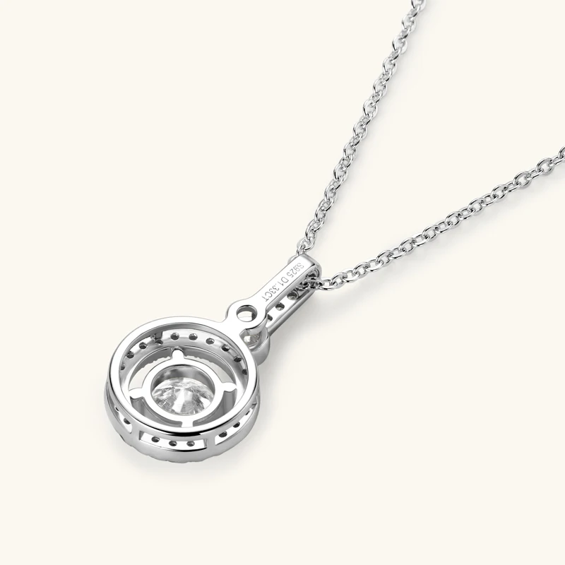 Pendant Necklace Silver Necklace Silver Pendant Silver Necklace Charms Moissanite Necklace 925 Sterling Silver Clavicle Chain Necklaces 6.5MM Moissanite Necklace for Women