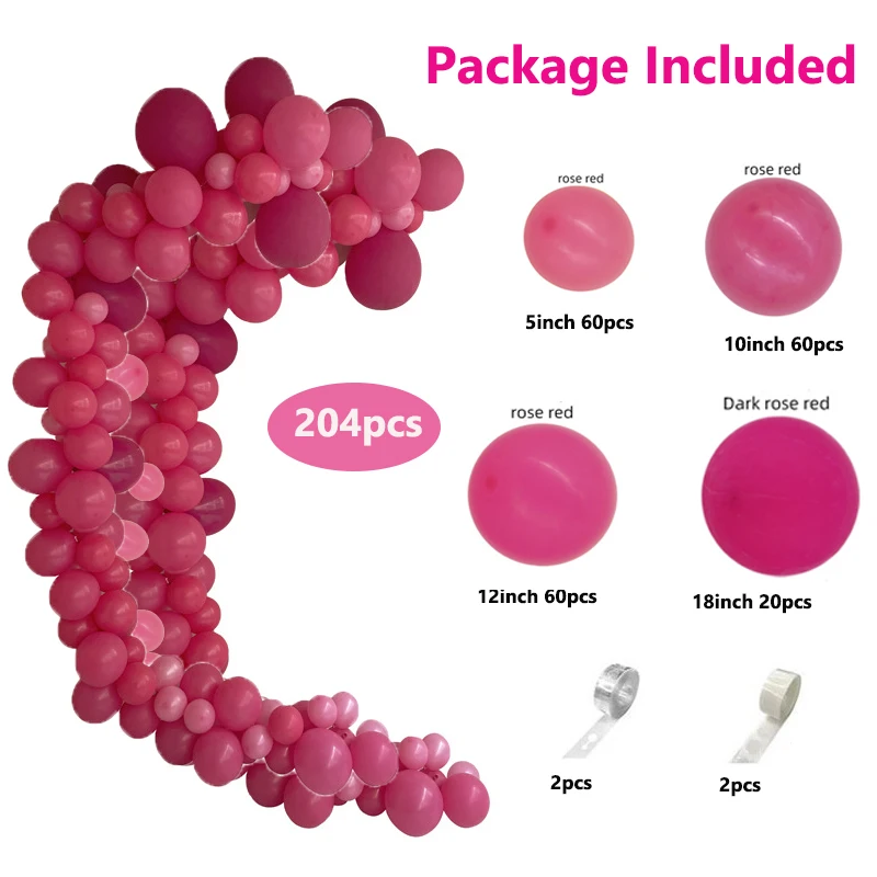 

Rose Red Latex Ballons Garland Arch Kit Balloon for Wedding Birthday Baby Bridal Shower Party Decoration Photo Shoot Arrangement