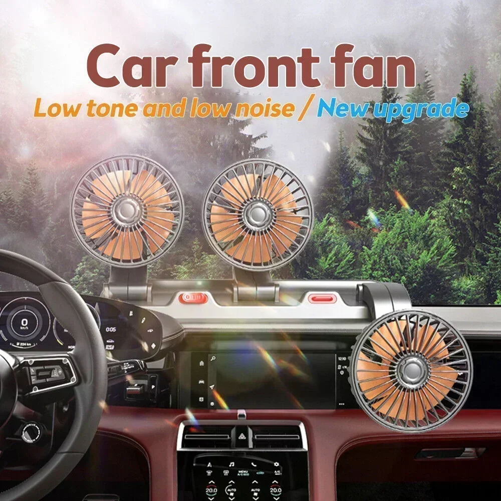3 Heads Car Fan 360° Adjustable Cooling Fan USB/12V/24V Car Electric Fan 2 Speed ​​Silent Cooler for Dashboard RV Truck SUV