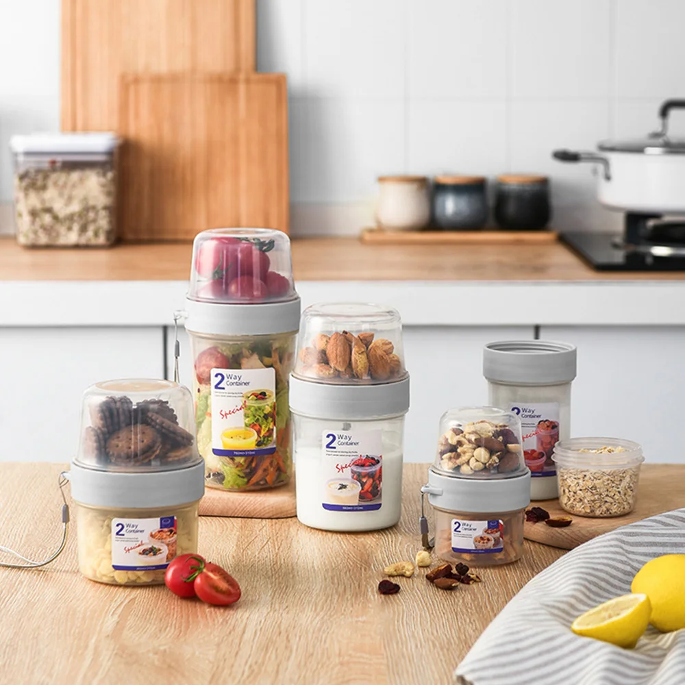 2Layer Yogurt Salad Sealed Box Portable Lunch Bowl For Cereals Snack Sealed Jars Fruit BentoTuppers Food Nut Yogurt Bowl Cup 1PC