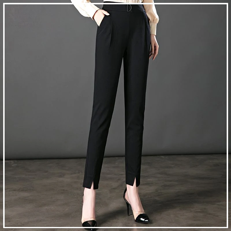 

2024 New Spring and Autumn Simple Casual Loose Oversize Fashion High Waist Drop Straight Solid Color Elastic Haren Pants