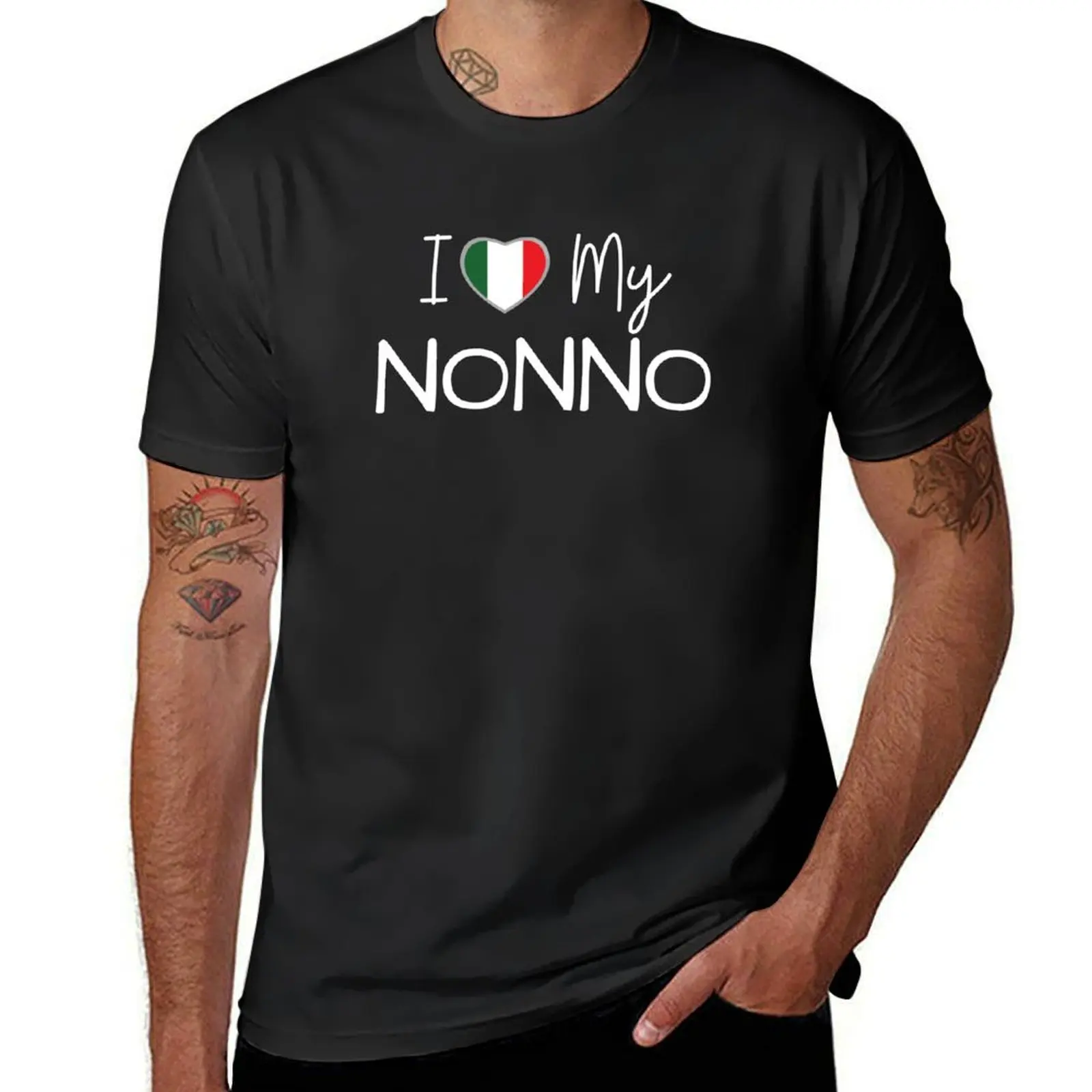 

I Love My Nonno Italian Flag Heart T-Shirt blanks graphics summer clothes Short sleeve tee black t-shirts for men