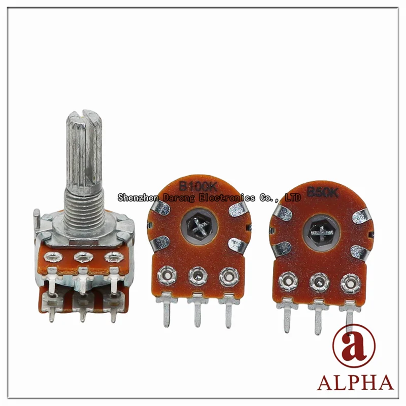 ALPHA RV16A10F Dual Channel Sound Amplifier Volume Potentiometer Plum-length Handle 20MM Six-pin B50K B100K B1K