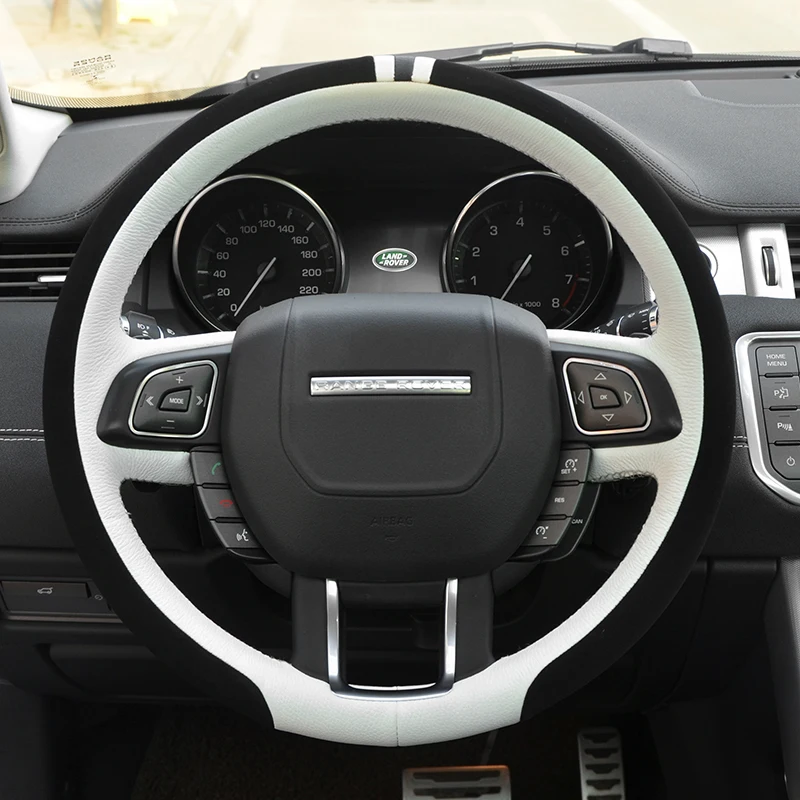 

DIY Hand-Sewn Leather Suede Car Steering Wheel Cover for Land Rove Discovery 4 5 Freelander Range Rover Evoque Range Rover Velar