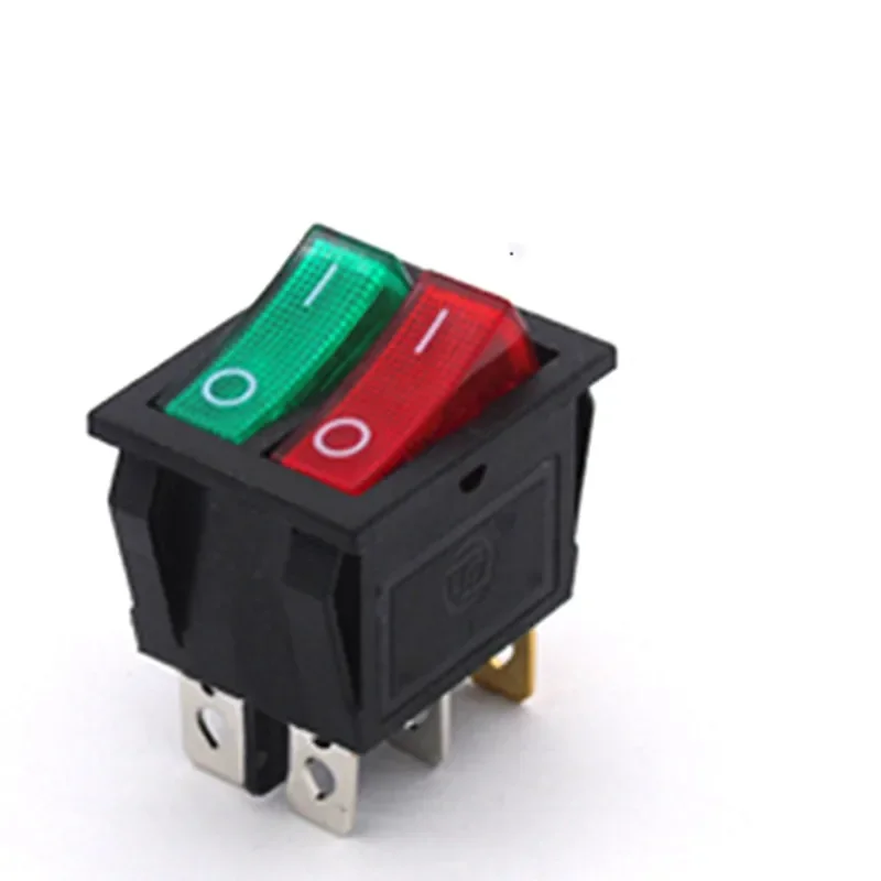 KCD8 6PIN Wippschalter Netzschalter Duplex EIN-AUS 2 Position 6 Pins mit Licht 16A 250VAC/ 20A 125VAC