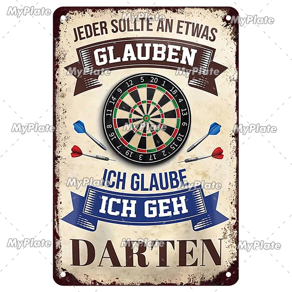 Vintage Metal Darts Sign - Bar & Club Wall Decor Art Poster Gift