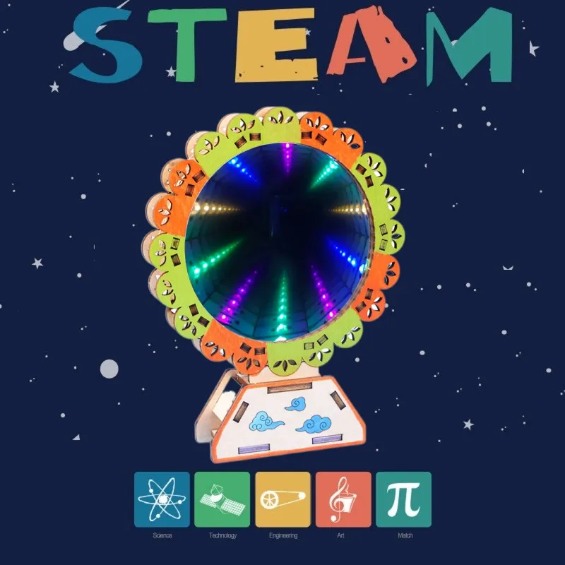 

2023 DIY Physical STEM Kits Optical Principle Time Space Tunnel Pellicle Mirror Science Experiment STEAM Education Toys Kids
