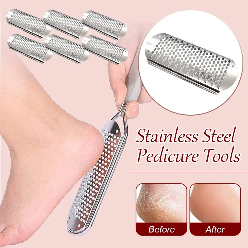 6Pc Foot File Callus Remover Tool Stainless Steel Pedicure Tool Dead Skin Removal Foot Rasp Callus Remover Feet Heel Grater File