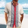 2025 Men's Waffle light ripe casual lapel cardigan patchwork buttons fashion urban summer beach short-sleeved shirt top 2
