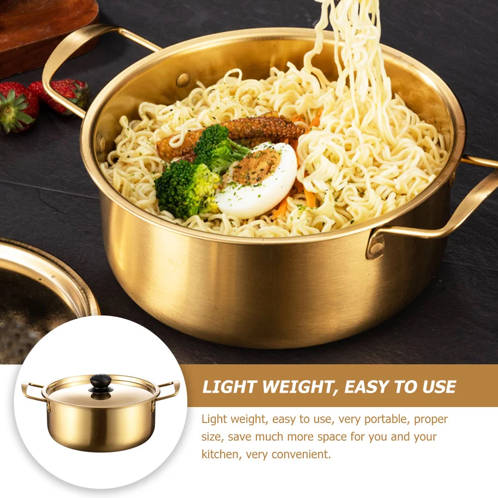 

Instant Noodle Pot Korean Ramen Noodles Shrimp Boil Large with Lid Stainless Steel Pots for Cooking Pans