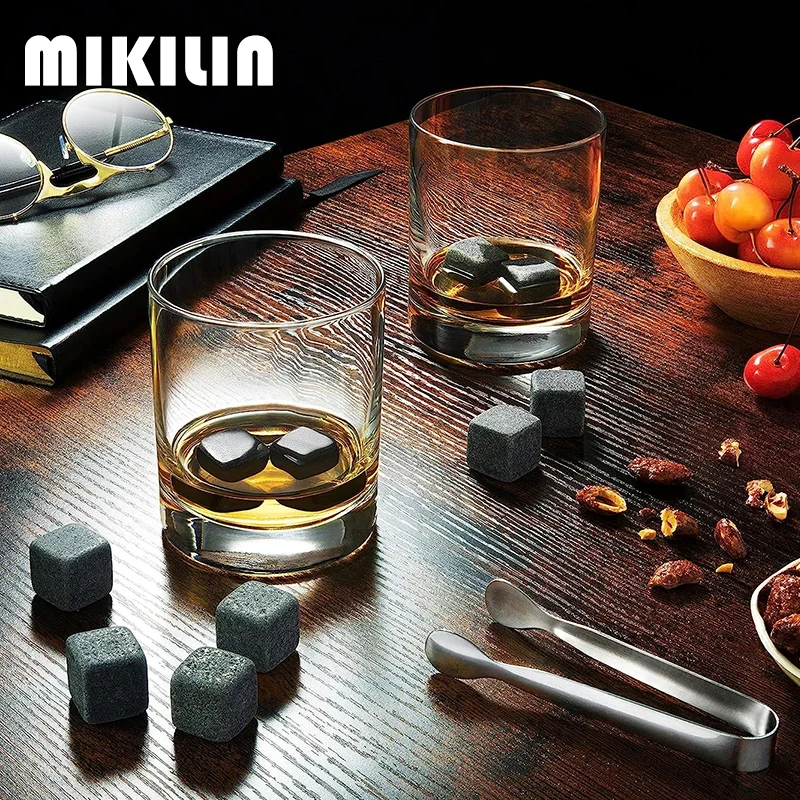 6Pcs Whiskey Stones Ice Cubes Set Wine Beer Cooler Reusable Natural Granite Whisky Chilling Rock Wedding Gift Bar Accessories ice cubes whiskey stones