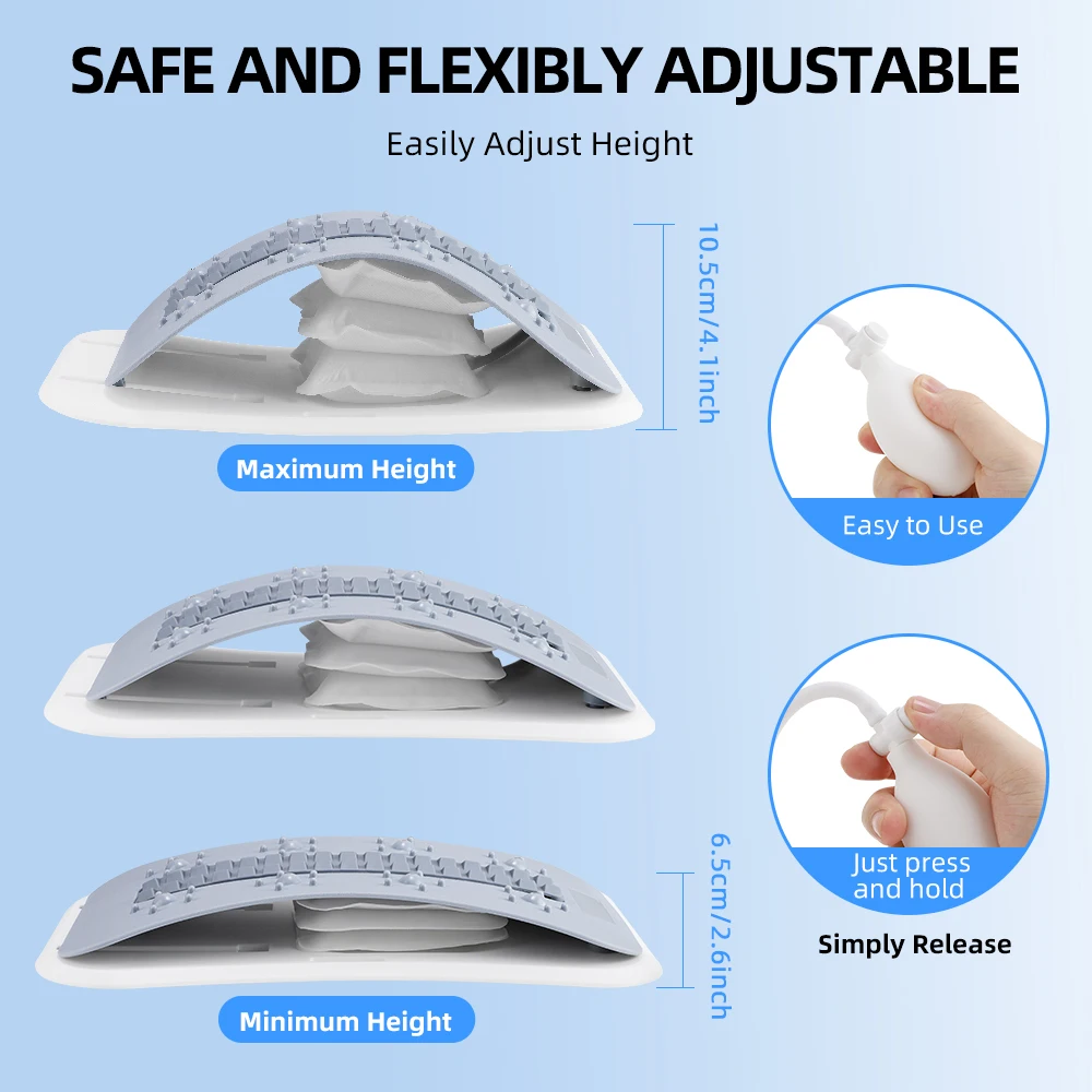 Inflatable Lumbar Stretcher Device with Air Pump Adjustable Waist Massager Traction Spine Correction Board Waist Back Relax Tool