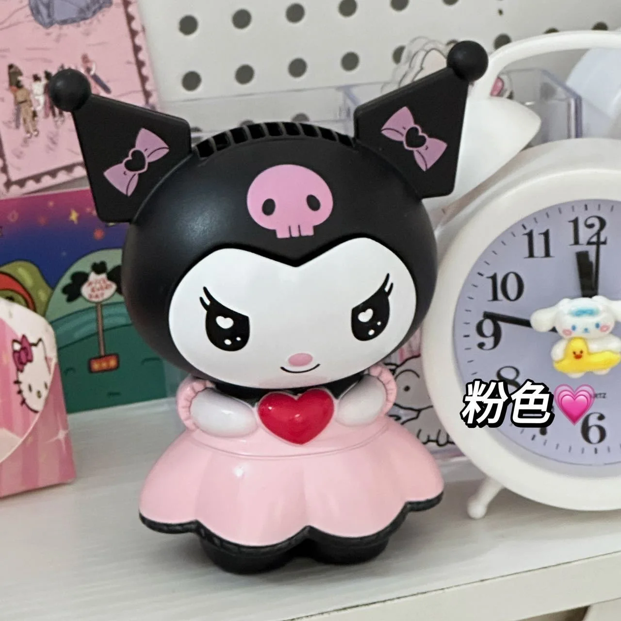 Portable Handheld Fans Kawaii Sanrio Kuromi Fan For Girls Room Decoration Usb Fan Portable Handheld Children Fans Necklace Kuromi Stuff Things Gift