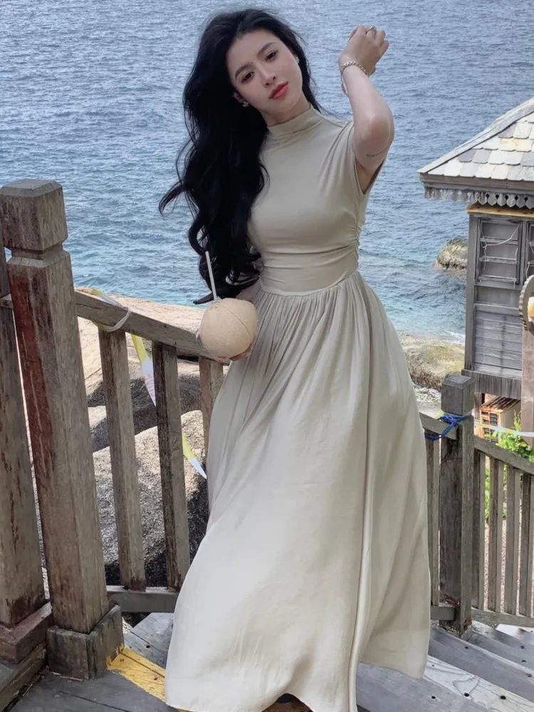 

Spring New Women Elegant French Style Bodycon Party Long Dress 2023 Summer Sexy Sleeveless Lady Luxury Vintage Female Clothing