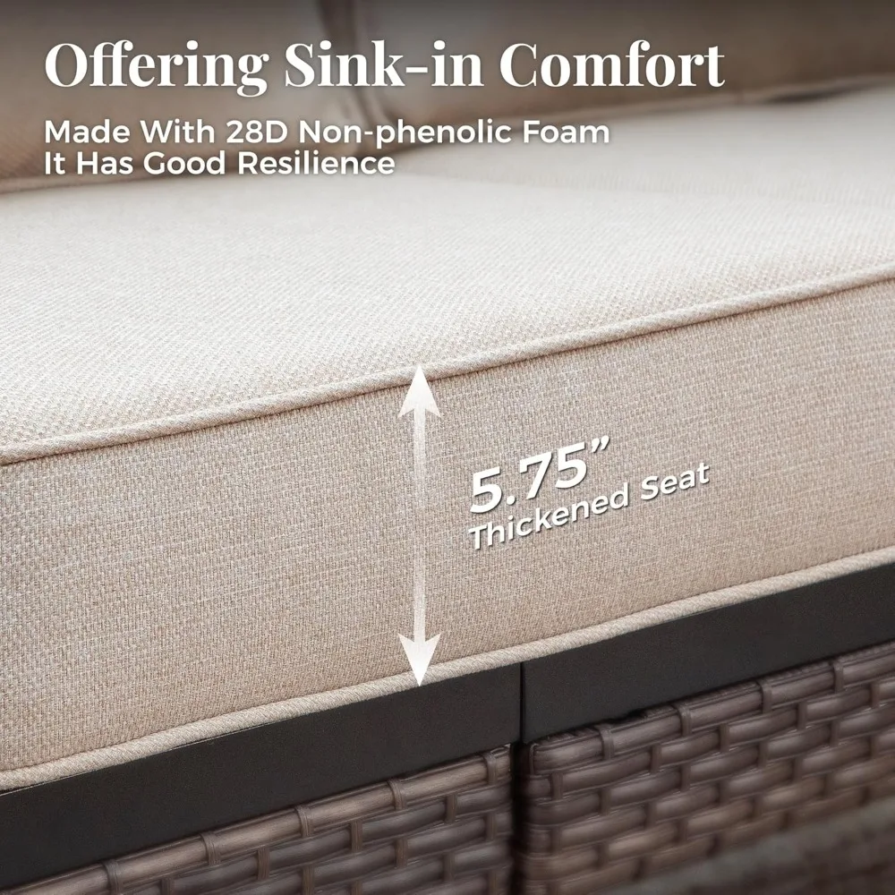 Furniture Patio Furniture Sofa, Love-Seat Patio Sofa Steel Frame Outdoor Sectional Couch  Cushions for Lawn Backyard Porch Deck 2