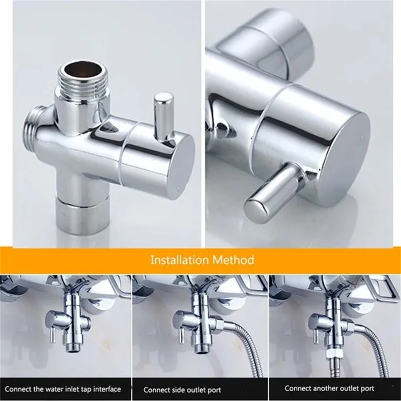 Bathroom Shower Faucet Connector Valve Three-head Four-point Water Diversion Valve Faucet Replacement Spare Parts For Tap