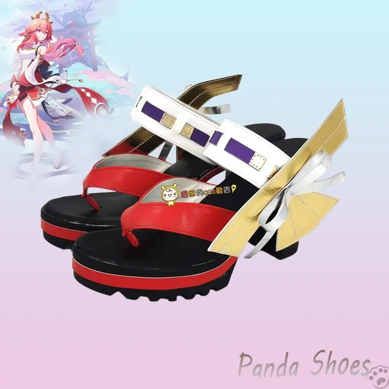 

Genshinimpact Yae Miko Cosplay Shoes Comic Anime Game Cos Boots Clogs Cosplay Costume Prop Shoes for Con Halloween Party