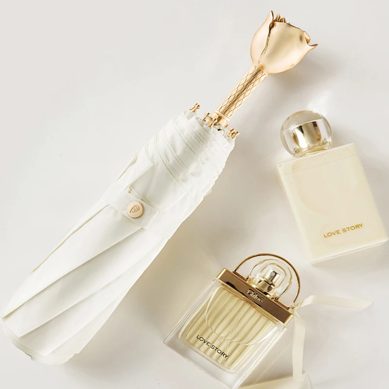 Women Umbrella Rain Flower Wedding Windproof Portable Female Rain Gear Luxury Three-Fold Parachase Parasol Umbrella Academy