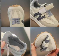 Children's Spring New Leather Upper Sneakers Kids Non-Slip Casual Shoes Boys Girls Soft Sole Students Tennis Toddler Sport Shoes 5