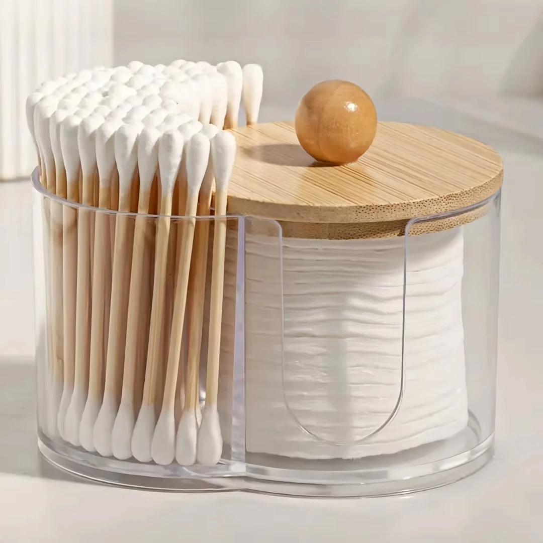 Dual Compartment Cotton Storage Holder – Clear Organizer for Cotton Swabs & Cotton Balls 5
