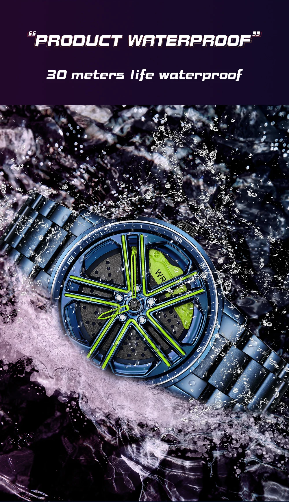 Hollow Rotation Watch for Men Car Wheel Rim Hub Style Quartz Wristwatch Military Waterproof Male Wrist Clock Relogio Masculino