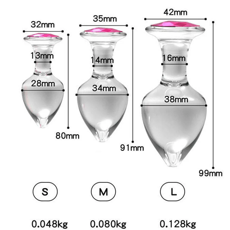 Verre Transparent femmes jouets sexuels anaux verre lisse godemichet Anal hommes Massage de la Prostate Analplug bijoux rose_voghion.com