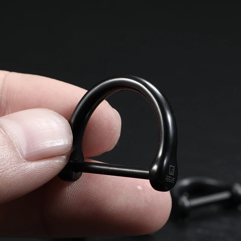 Black Titanium D Buckle Keychain with Horseshoe Design – Premium EDC Accessory