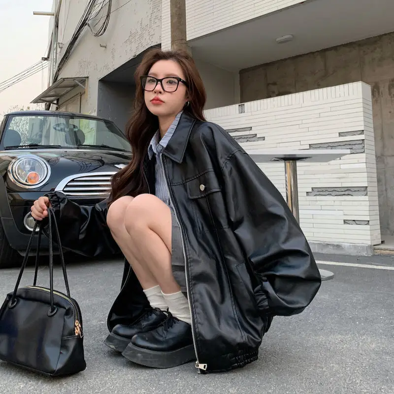 希少【goa】ゴア　ライダースジャケット　レザージャケット　やぎ革　 レディース Vintage Black Leather Jacket Women Moto Biker Zipper Jackets
