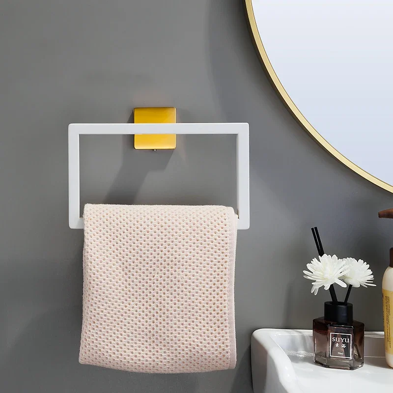 Bathroom Hardware Set Accessories Stainless Steel Towel Rack Toilet Paper Holder Hook Bathroom Shelf Organizer Set White Gold