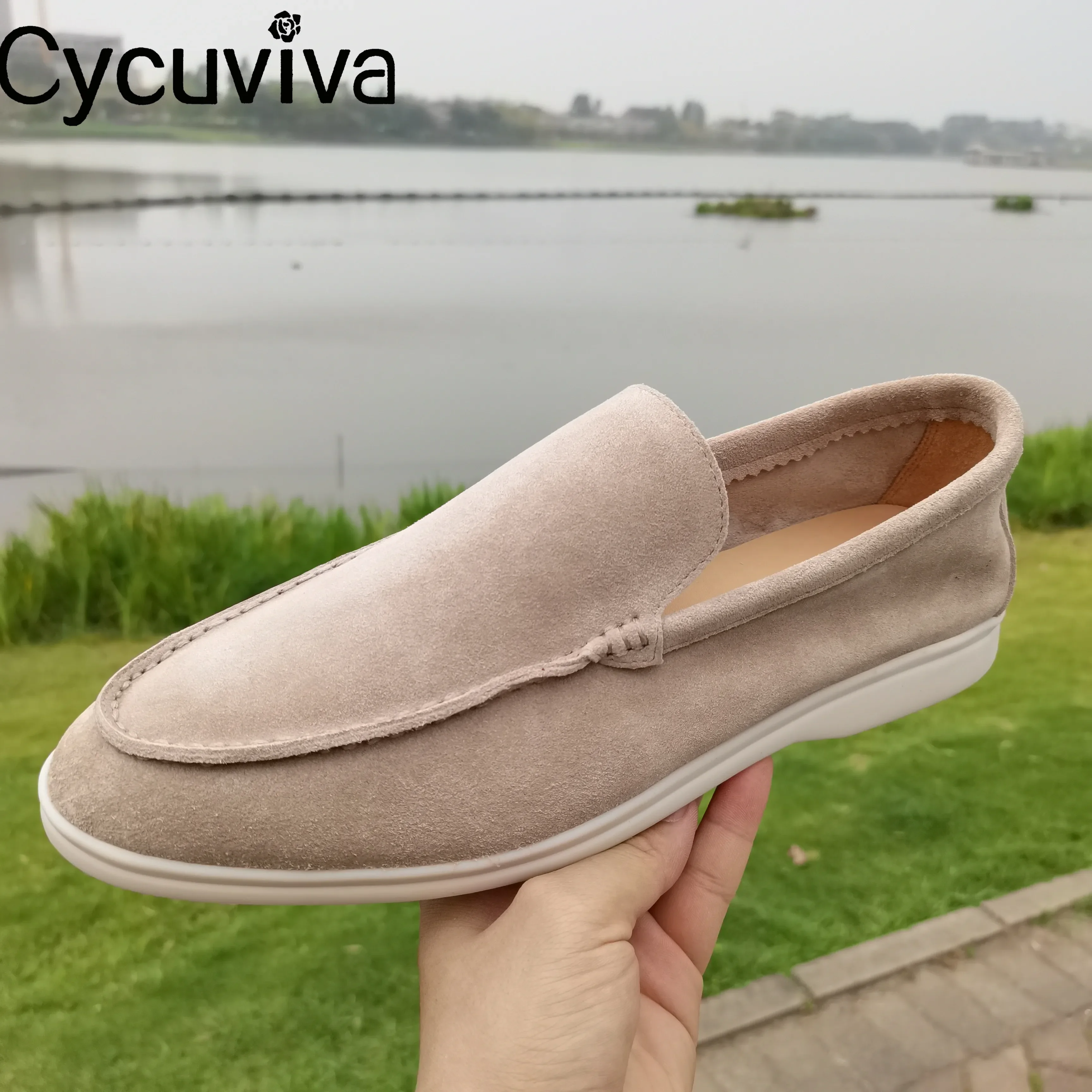 

Unisex Classic Flat Causal Shoes Male Round Toe Cow Suede Leather Ladies Loafers Summer Walk Brand Comfortable Shoes Men Size 46