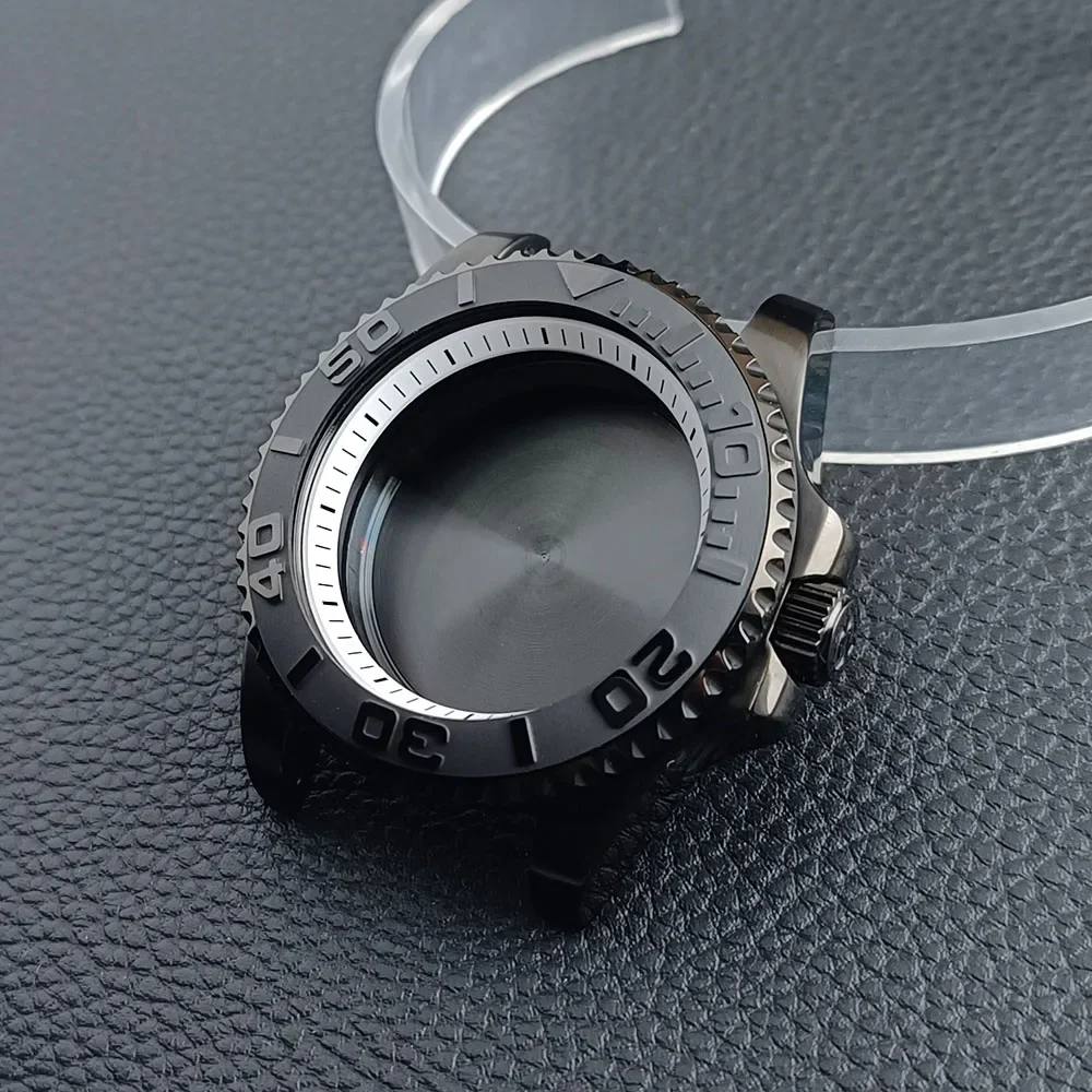 Premium 40.5mm Silver/Black GMT Steel Watch Case with Sapphire Glass and Chapter Ring